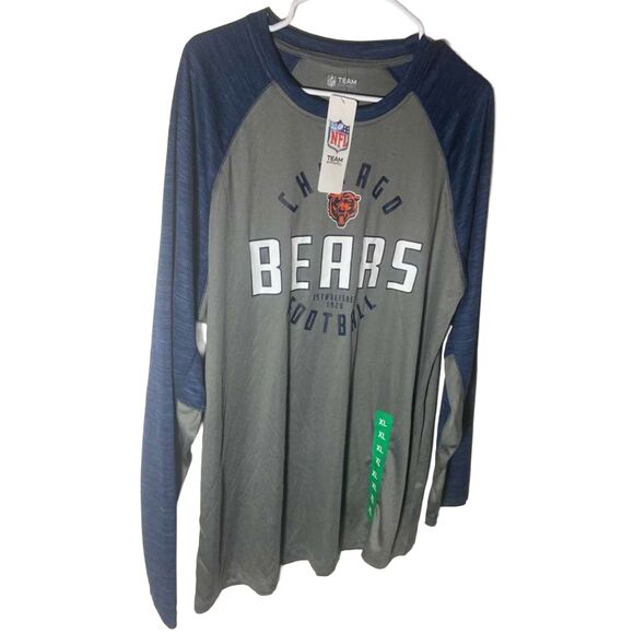 Chicago Bears NFL Mens Gray Navy Long Sleeve Shirt Tee Size XL Performance NWT - Picture 6 of 7